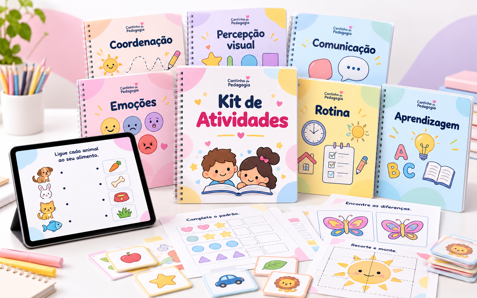 Mockup do Kit Completo de Atividades Educativas TEA