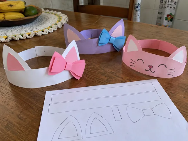 Tiaras e Orelhinhas Kawaii em Papel